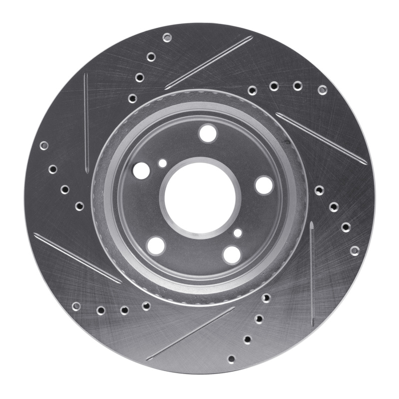Lexus ES300 Brake Rotor (1) - Front Right - R1 Concepts - Drilled & Slotted - Silver - `99-`07